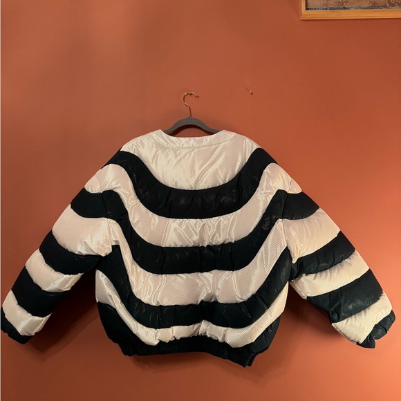 Stylish Dark Green and White Striped Namesake Men’s Jacket - Picture 2 of 3